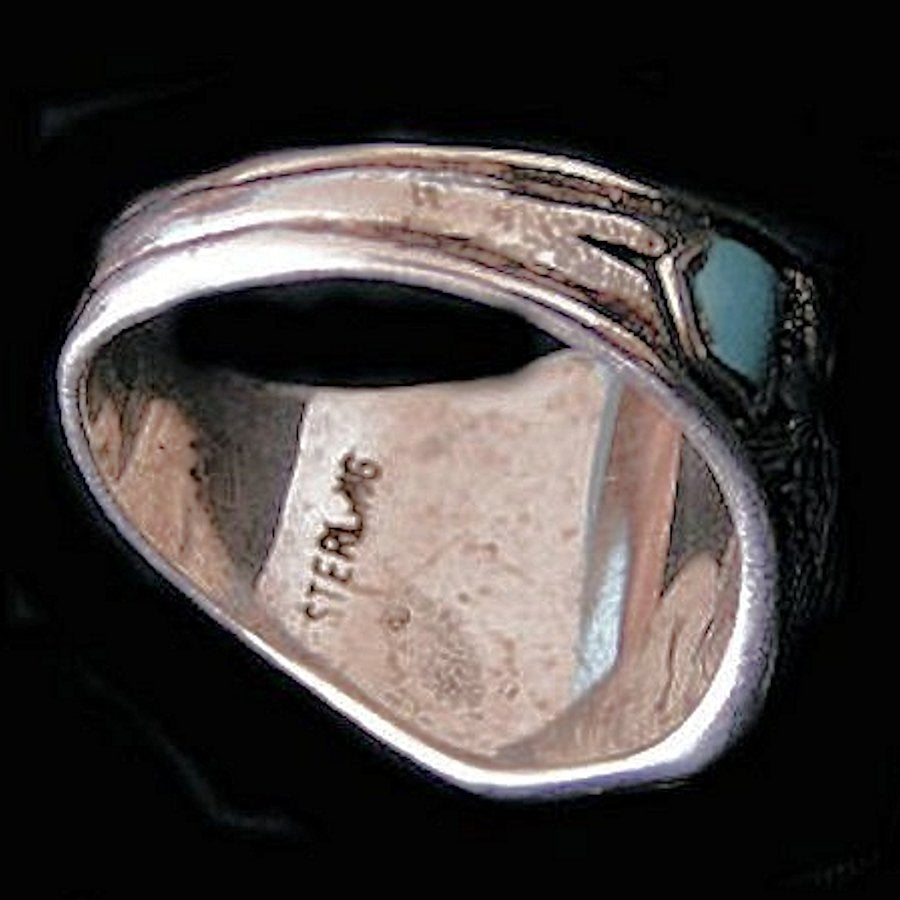 Bague Chevalière Amérindienne, Symbole Navajo, Turquoise, Spondylus et Opale