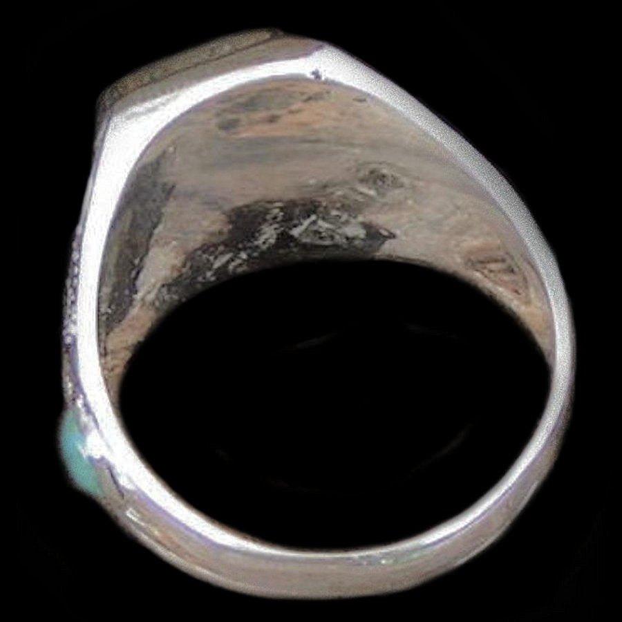 Bague Chevalière Amérindienne, Symbole Navajo, Turquoise, Spondylus et Opale