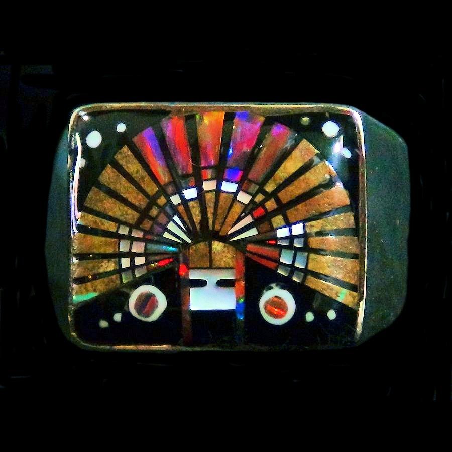 Bague Amerindienne Kashina en Argent et Pierres semi précieuses