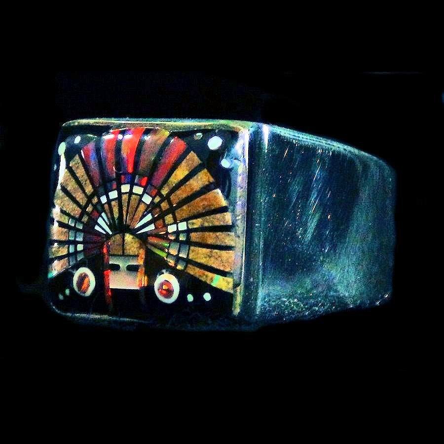 Bague Amerindienne Kashina en Argent et Pierres semi précieuses