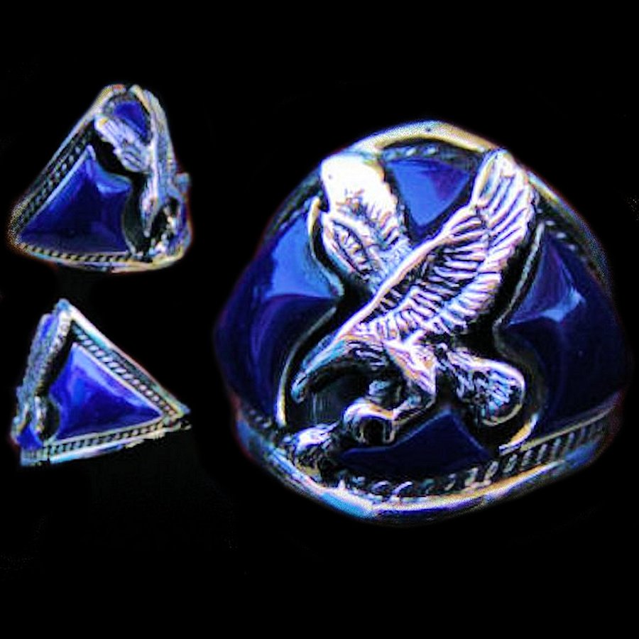 Bague Aigle, Biker, en Argent, Couleur au Choix