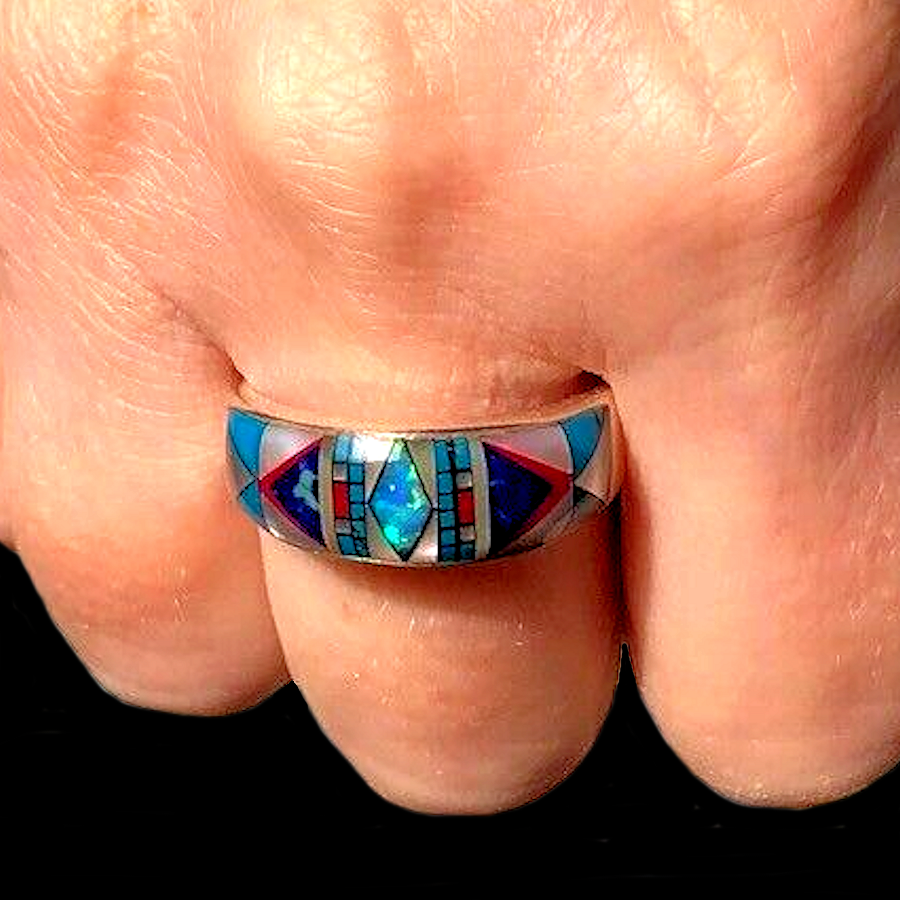 Anneau Zuni Micro Inlay Multicolores