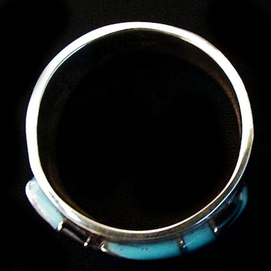 Anneau Navajo Flèche Indienne en Argent Turquoise et Opale Symbole Amerindien