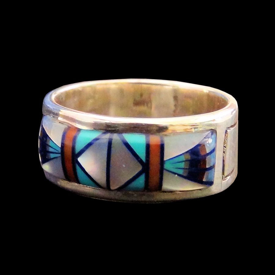 Anneau Navajo Argent, Turquoise, Nacre & Opale