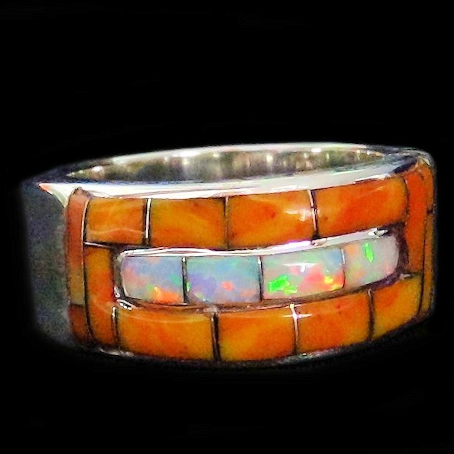 Anneau Navajo Opale &amp; Spondylus