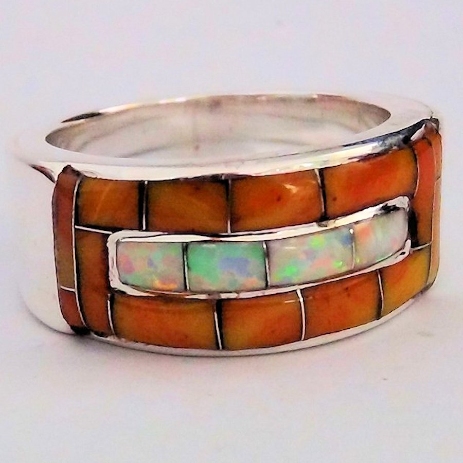 Anneau Navajo Opale &amp; Spondylus