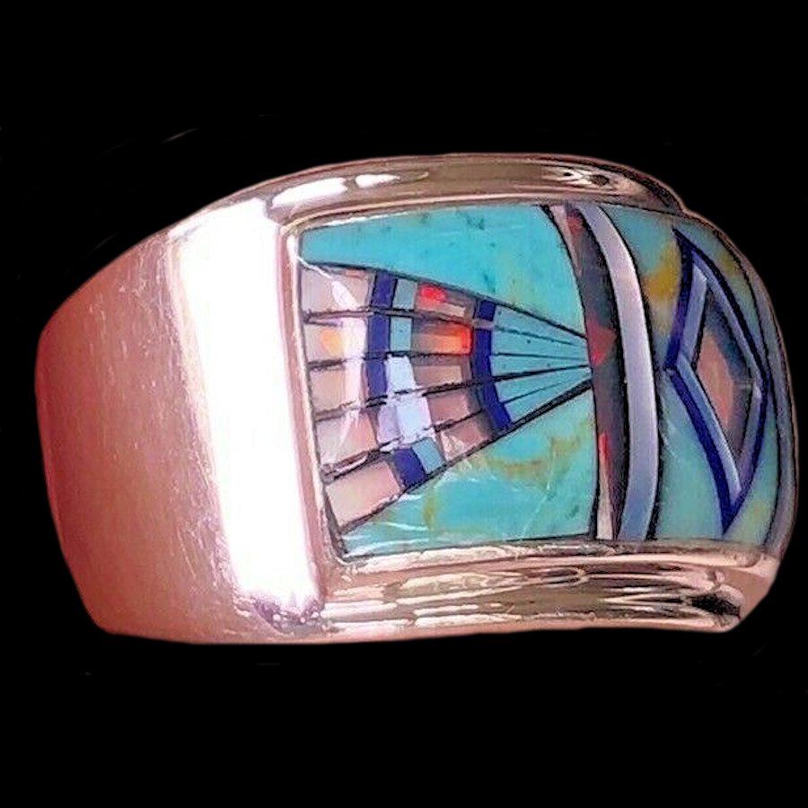 Anneau Amérindien Symbole Navajo, Micro Inlay