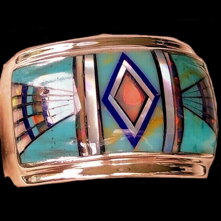 Anneau Amérindien Symbole Navajo, Micro Inlay