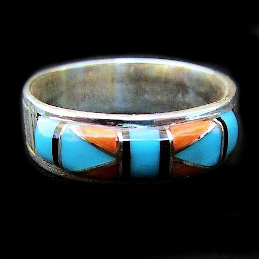 Anneau Navajo Corail &amp; Turquoise
