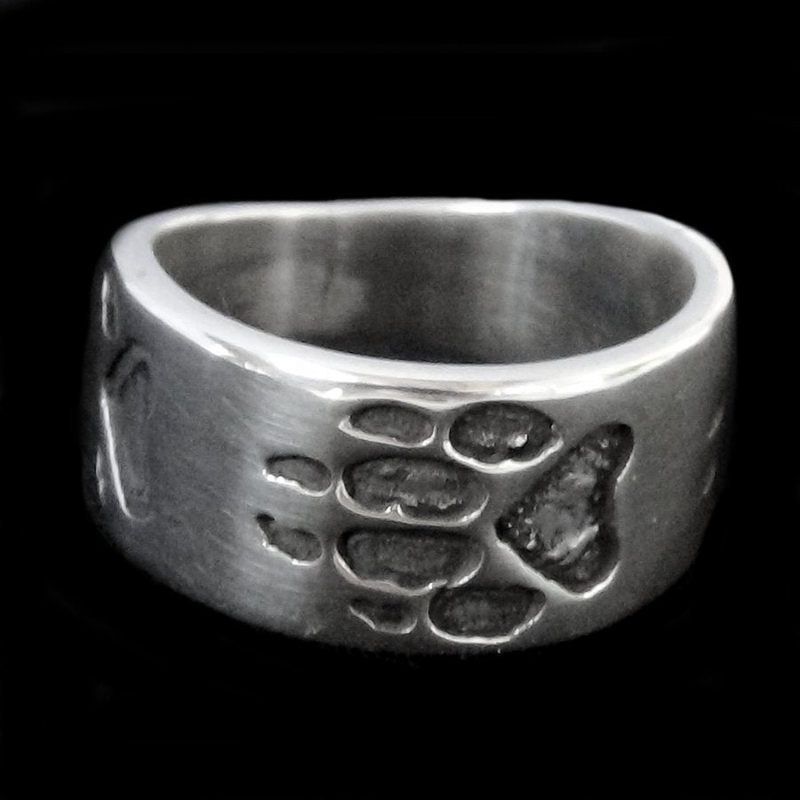 Anneau Empreintes de Loup en Argent et Pierre, Couleur au Choix