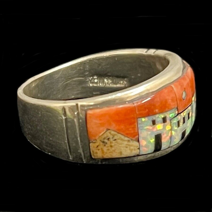 Anneau Amérindien, Pueblo, Opale et Spondylus