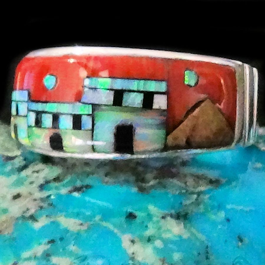 Anneau Amérindien, Pueblo, Opale et Spondylus