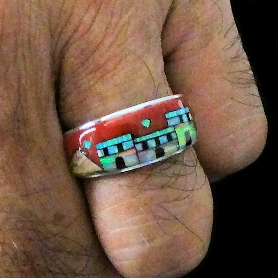 Anneau Amérindien, Pueblo, Opale et Spondylus