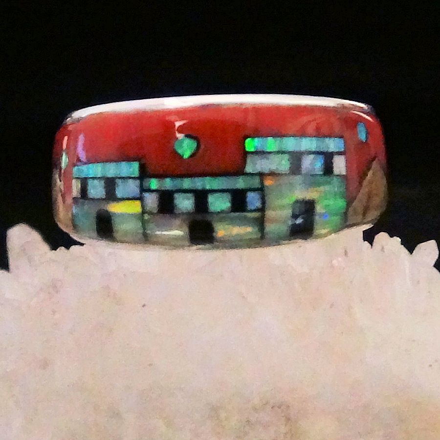 Anneau Amérindien, Pueblo, Opale et Spondylus