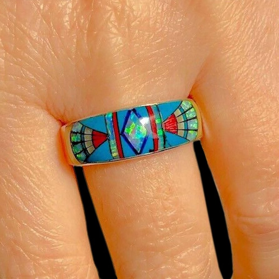 Anneau Zuni Micro Inlay Multicolores