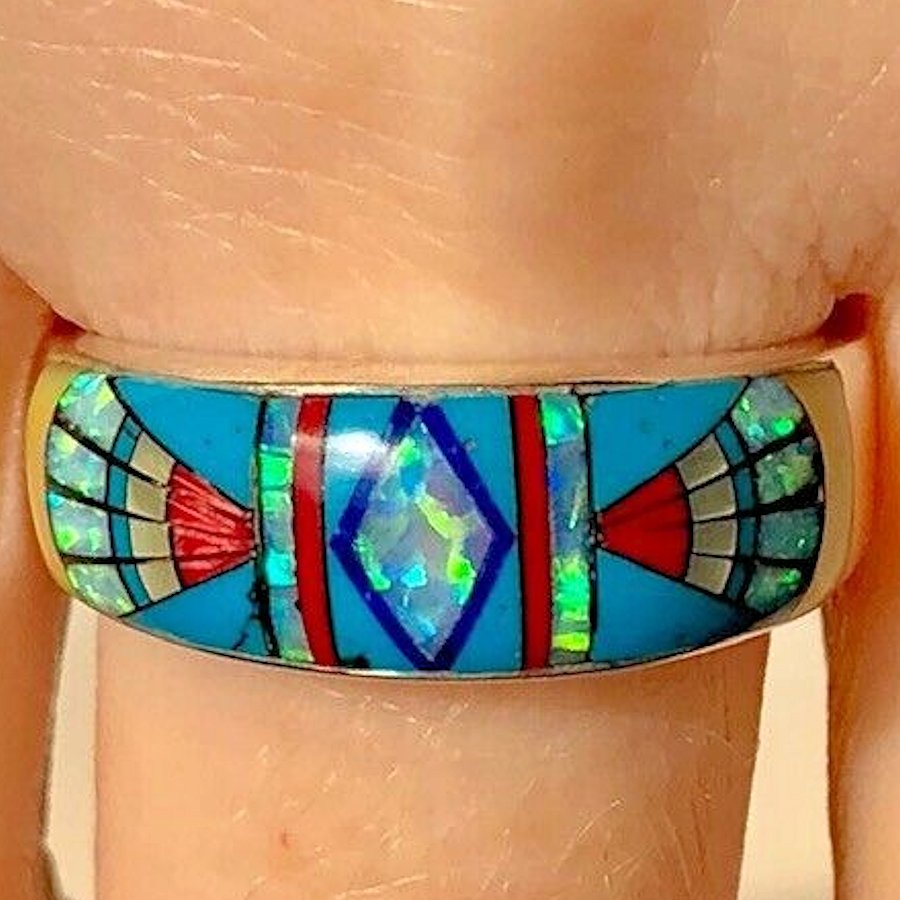 Anneau Zuni Micro Inlay Multicolores